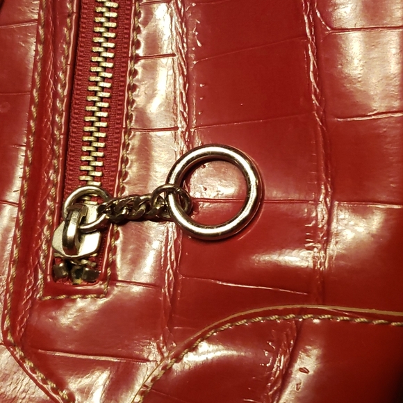 Maxx New York Glossy Red Croc-Pattern Clutch - Picture 6 of 8